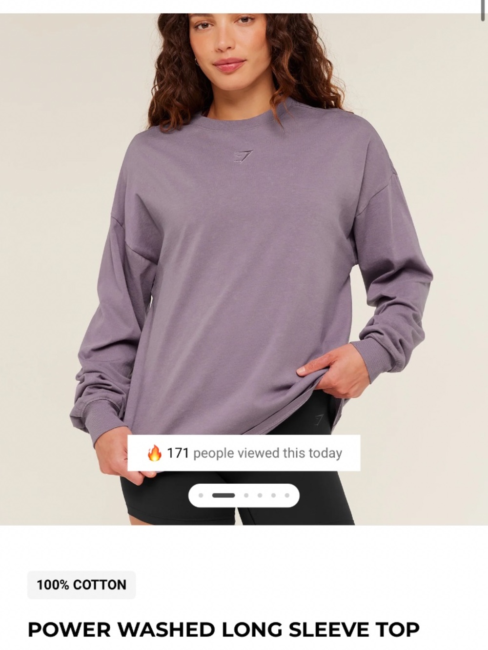 Dusk Purple GymShark Power Washed Long Sleeve Shirt - Picture 2 of 2